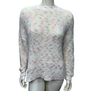 Aerie Cream Multi-Colored Open Back Tie Sweater Medium